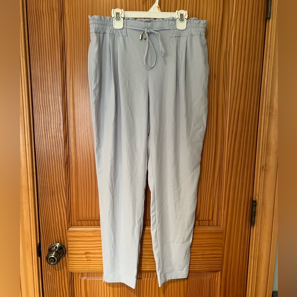 Zara Pale Blue Drawstring Polyester Trousers